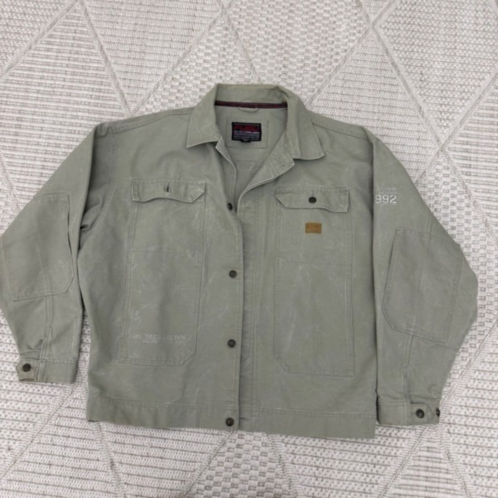 A13 FUBU Y2K vintage Hip-Hop rap Denim Jacket Light Green